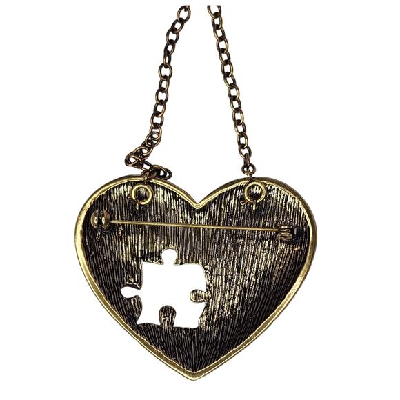 Missing Puzzle Piece Colorful Sparkly Rhinestone Convertible Necklace to Brooch - Picture 5 of 7